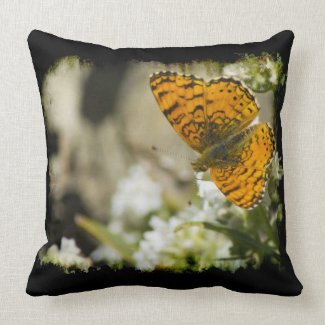 Orange Butterfly Black Edge Throw Pillow