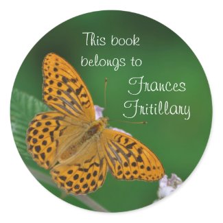 Orange butterfly bookplate sticker sticker