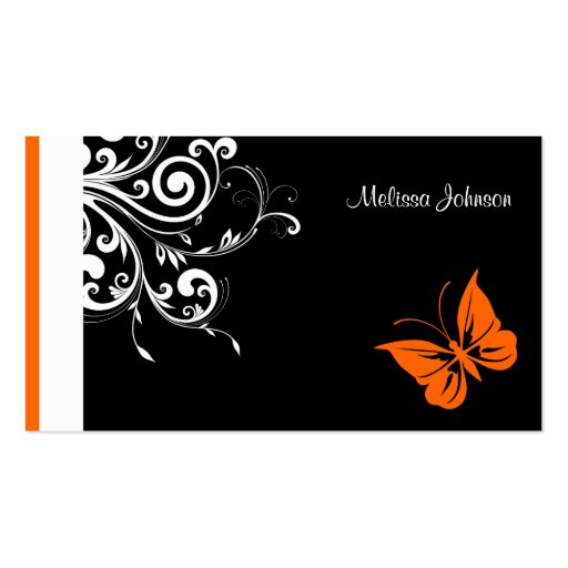 Orange Butterfly Flourish Business Card