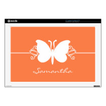 Orange Butterfly Swirls Laptop Skin
