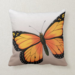 Orange Butterfly Throw Pillow