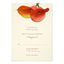 Orange Calla Lily Wedding Reply Card Custom Invites