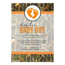 Orange - Camo Baby Boy Shower Invitation
