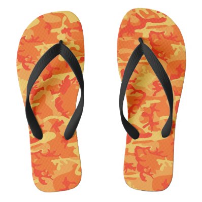 Orange Camo Flip Flops