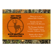 Orange - Camo Graduation Invitations