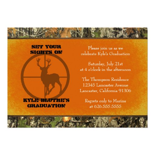 Orange - Camo Graduation Invitations