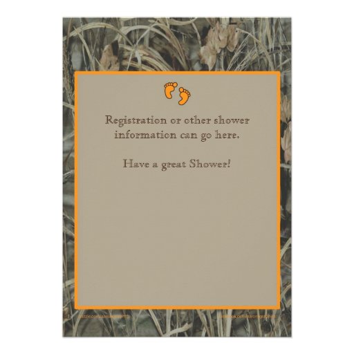 Orange Camo Hunting Baby Shower Invitations