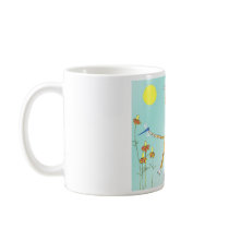 Orange Cartoon Cat Leaps for a Mosquito mugs