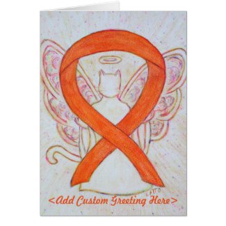 Orange Cat Awareness Ribbon Angel Greeting Card