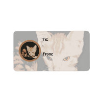 Orange Cat Circle Gift Labels
