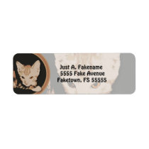 Orange Cat Circle Return Address Labels