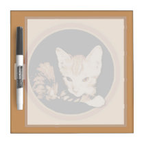 Orange Cat Circle Small Dry Erase Board