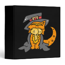 Orange cat in witches outfit binders
