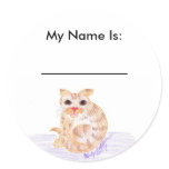 Orange Cat, My Name Is:, _____________ Round Stickers Orange Cat, My Name Is:, _____________ Round Stickers