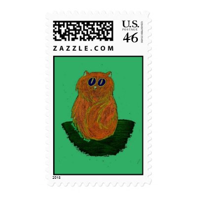 Orange Cat on Sage Postage by pidgiefund