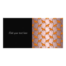 Orange Cat Silhouette Pattern Photo Cards