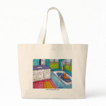 Orange Cat Taking a Bath Tote Bags
