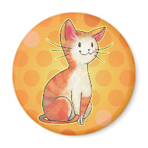 Orange Cat with Dot Magnet magnets
