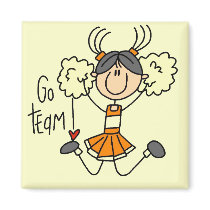 Orange Cheerleader Tshirts and Gifts magnets by stick_figures Orange Cheerleader Tshirts and Gifts magnets