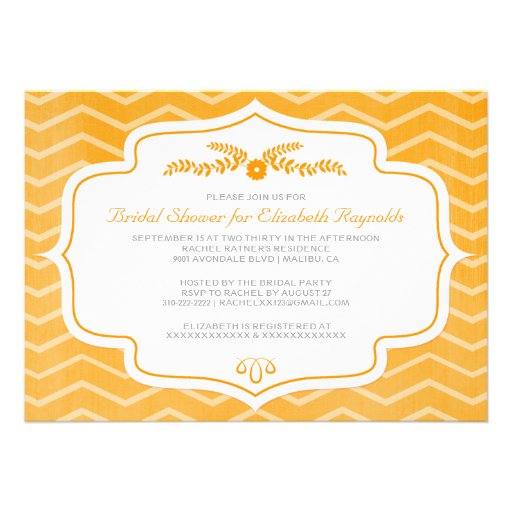 Orange Chevron Bridal Shower Invitations