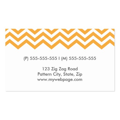 Orange chevron pattern profile or calling card business card template (back side)