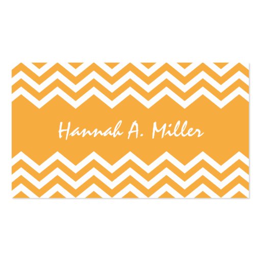 Orange chevron pattern profile or calling card business card template (front side)