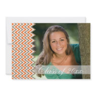 Orange chevron photo graduation party announcement zazzle_invitation