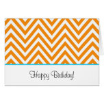 Orange Chevron Preppy Birthday Card