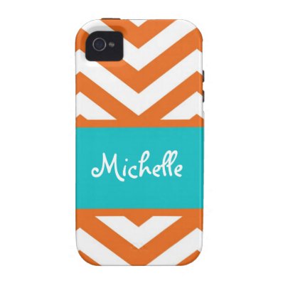 Orange Chevron Stripe Case-Mate iPhone 4 Cases