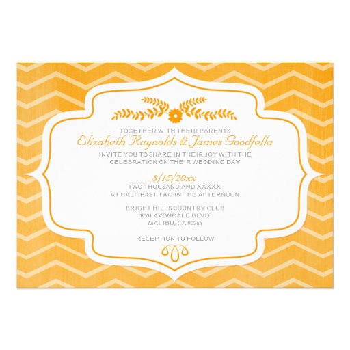 Orange Chevron Wedding Invitations