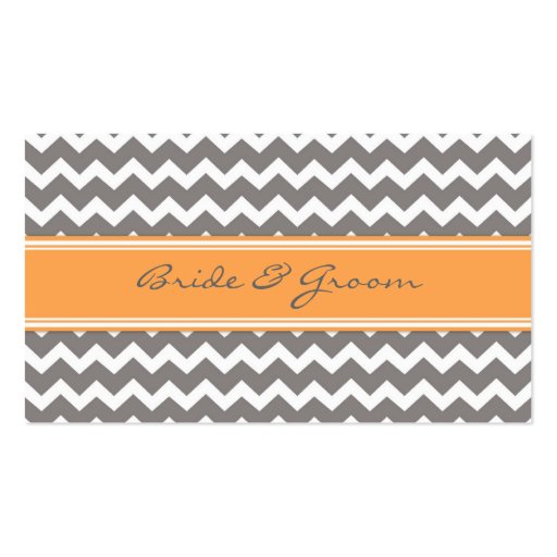 Orange Chevron Wedding Table Place Setting Cards Business Card Templates (back side)