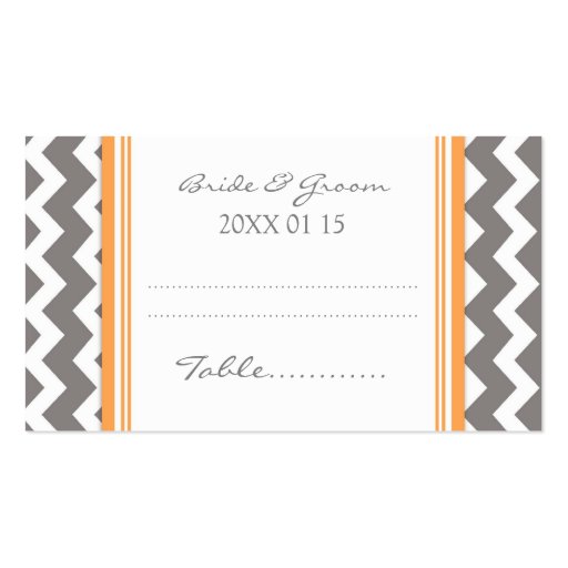 Orange Chevron Wedding Table Place Setting Cards Business Card Templates (front side)