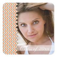 Orange chevron zig zag photo graduation stickers sticker