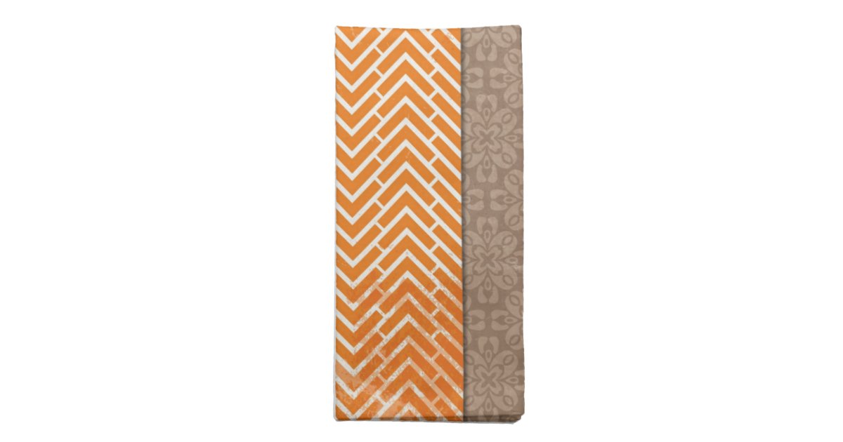 Orange Chevrons Cloth Napkins Zazzle