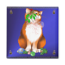 Orange Christmas Kitty  Magnet magnets