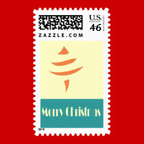 Orange Christmas Tree postage