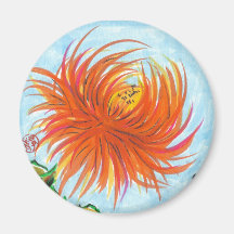 Orange Chrysanthemum Flower Magnet