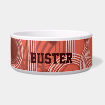 Orange circle and track custom name pet bowl pet bowls