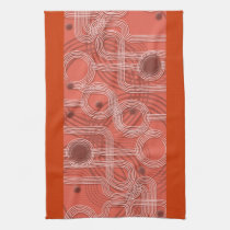Orange circle and track kitchen tea towel kitchen towels