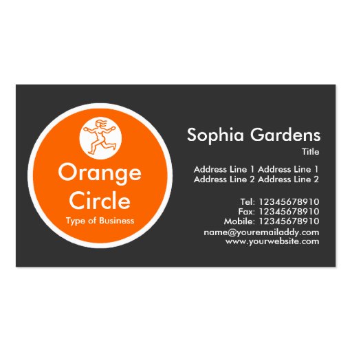 Orange Circle - Dark Gray Business Card Template (front side)