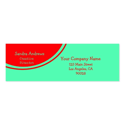 Orange Circle Light Turquoise Business Cards (front side)
