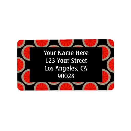 orange circle pattern personalized address label