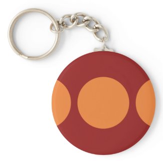 Orange Circles on Red keychain
