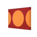 Orange Circles on Red Stretched Canvas Print