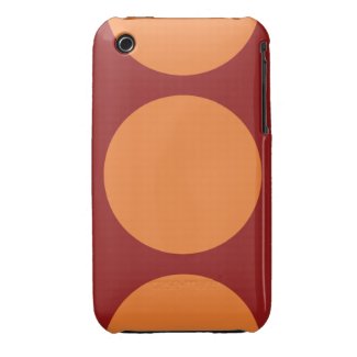Orange Circles on Red Tough iPhone 3 Case