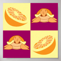 Orange Citrus Fruit Turtle Pattern Print