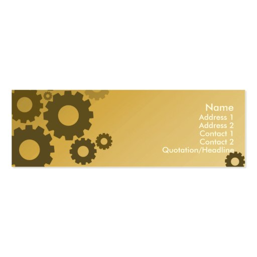 Orange Cogs - Skinny Business Card Template (front side)