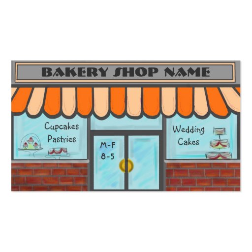 Orange completely customizable bakery shop cards business card template (front side)