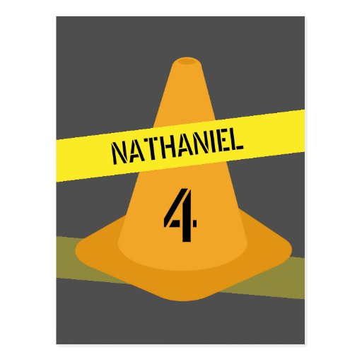 Orange Cone + Caution Tape Birthday Invitation Postcard Zazzle