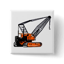 Orange Construction Crane Button